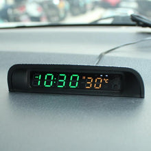 Load image into Gallery viewer, Solar Car Digital Clock Thermometer Dual Color Display Smart Switch High Precision LED Digital Clock Dashboard Solar Powered Car Electronic Clock Stick-On Luminous Car Clock Dashboard Auto Clock Car Watch Clock with Adjustable Brightness Date Temperature
