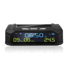 Load image into Gallery viewer, Solar Car Digital Clock with LCD Time Date In-Car Temperature Display for Outdoor Personal Car Part Decoration Universal Wireless Car Head Up Display Digital GPS Speedometer MPH Solar Battery USB Charged with Time Clock
