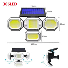 Load image into Gallery viewer, Solar Light Outdoor with Remote Control Double Motion Sensor Light 306/208 Led Wall Lamp IP65 Spotlight Exterior Garage Lighting
