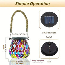 Load image into Gallery viewer, Solar Outdoor Mosaic Lantern
