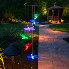 Load image into Gallery viewer, Solar Powered Dragonfly Lights Wind Chimes
