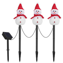 Load image into Gallery viewer, Solar Powered Lamp 3 Snowmen Garden Stake Light
