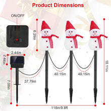 Load image into Gallery viewer, Solar Powered Lamp 3 Snowmen Garden Stake Light
