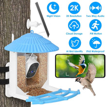 Load image into Gallery viewer, Solar Powered Smart Bird Feeder with PIR Motion AI Two-Way Audio
