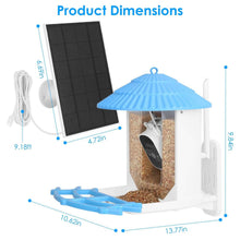 Load image into Gallery viewer, Solar Powered Smart Bird Feeder with PIR Motion AI Two-Way Audio

