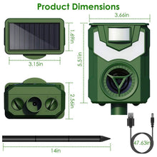 Load image into Gallery viewer, Solar Ultrasonic Animal Repeller with Flame Light USB Charge Motion Sensor
