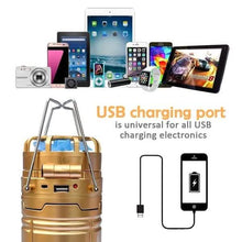 Load image into Gallery viewer, Solar USB Charging Tent Light + Fan

