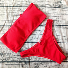 Load image into Gallery viewer, Solid Bikini Swimsuit Women Bikini Set  Off Shoulder Swimwear Two Piece Strap Bikini Sets for Women High Waist Teens Bathing Suits Off Shoulder Swimsuit Beachwear
