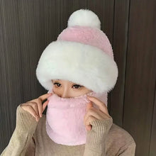 Load image into Gallery viewer, Solid Color Thickened Plush Neck Gaiter Mask Windproof Hooded Ear Protection Windproof Ski Hat
