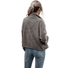Load image into Gallery viewer, Solid Drawstring Hem Crop Teddy Jacket
