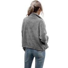 Load image into Gallery viewer, Solid Drawstring Hem Crop Teddy Jacket
