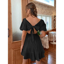 Load image into Gallery viewer, Solid Tie Back Flounce Hem Dress
