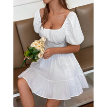 Load image into Gallery viewer, Solid Tie Back Flounce Hem Dress
