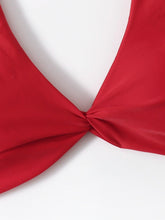 Load image into Gallery viewer, Solid Tie  Bikini Padded Bra High Leg Bandage Push Up Bikini Set Brazilian Swimsuit Women Swimwear Rib Bikini Set High Cut Spaghetti Strap Two Piece Swimsuit Bathing Suit
