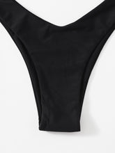 Load image into Gallery viewer, Solid Tie  Bikini Padded Bra High Leg Bandage Push Up Bikini Set Brazilian Swimsuit Women Swimwear Rib Bikini Set High Cut Spaghetti Strap Two Piece Swimsuit Bathing Suit
