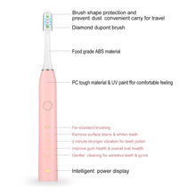 Load image into Gallery viewer, Sonic Electric Toothbrush For Adults Magnetic Charging Waterproof IPX7 Replacement Heads Set
