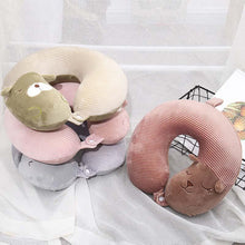 Load image into Gallery viewer, Special U-shaped Animal Shape Neck Pillow Rest Plush Pillow Travel Pillow Cartoon Animal Car Headrest Dolls Airplane Pillow Travel Pillow Cartoon U Shape Travel Pillow Car Neck Support Rest Cushion For Airplane Bus Train Home Office Soft Plush
