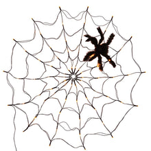 Load image into Gallery viewer, Spider Web Light with Hairy Spider 70LED Battery Powered Remote Control 8 Lighting Modes
