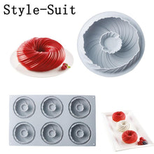 Load image into Gallery viewer, Spiral Donut Dessert Silicone Cake Mold Homemade Party Chocolate Pastry Mould Decorating Tray Baking Tools Round Swirl Cake Mold For Baking Amazing Dessert Art Silicone 3D Mould
