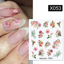 Load image into Gallery viewer, Spring Abtract Stripe Lines Flower Leaves 3D Nail Sticker Black White Butterfly Transfer Decals Slider Nail Art Decoration Decals Sticker For Pretty Girl Self-Adhesive Nail Decals Designer Nail Stickers for Acrylic Nail Art Decals Water Transfer Nail
