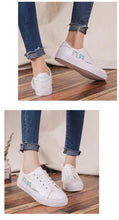 Load image into Gallery viewer, Spring Fashion Breathble Women Sneakers Leather Platform Shoes Women Lace Up Casual Shoes White Fashion Sneakers White PU Leather Platform Sneaker For Women Lace Up Walking Sneakers
