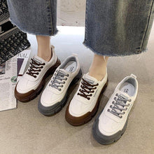 Load image into Gallery viewer, Spring Summer Lace-up White Women Flat Leather Shoes White Board Casual Shoes Women Sneakers Casual Everyday Walking Fashionable Shoes
