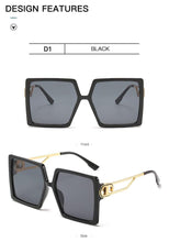 Load image into Gallery viewer, Square Oversized Sunglasses for Women Men Flat Top Fashion Shades Big Frame Sunglasses For Women With Hollow Glasses &amp; New Legs Fashionable Sunglasses For Men &amp; Women
