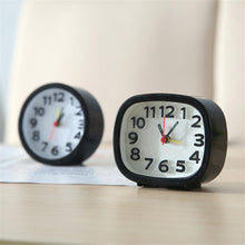 Load image into Gallery viewer, Square Round Small Alarm Clock Snooze Silent Sweeping Wake Up Table Clock Travel Alarm Clock Analog Small Simple Battery Operated Clock Non Ticking Alarm Clock Snooze Light Functions Bedside Table Clock  Battery Powered Compact Portable Travel Alarm Clock
