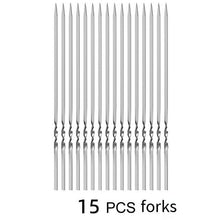 Load image into Gallery viewer, Stainless Steel Barbeque Skewer Storage Tube Reusable Grill Sticks Flat BBQ Fork BBQ Utensil Kitchen Outdoor Camping Accessories Kebab Skewers with Portable Metal Storage Tube Reusable for Grilling Barbecue Kitchen Party and Outdoor Cooking
