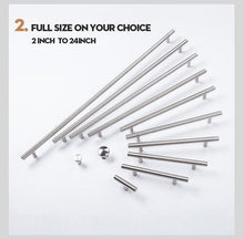Load image into Gallery viewer, Stainless Steel Cabinet Handles Diameter 10mm Kitchen Door T Bar Straight Handle Pull Knobs Furniture Hardware European Bar Style Cabinet Pull

