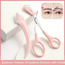 Load image into Gallery viewer, Stainless Steel Eyebrow Trimmer Set, Curved Eyebrow Razor and Scissors With Comb
