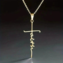 Load image into Gallery viewer, Stainless Steel Faith Word Church Prayer Religious Pendant Necklace
