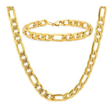 Load image into Gallery viewer, Stainless Steel Figaro Chain and Bracelet Set for Men
