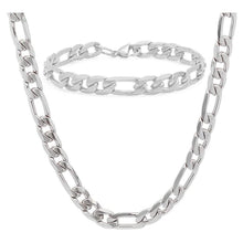 Load image into Gallery viewer, Stainless Steel Figaro Chain and Bracelet Set for Men
