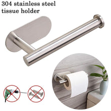 Load image into Gallery viewer, Stainless Steel Nail-free Wall Mounted Toilet Paper Holder Kitchen Tissue Paper Holder Toilet Roll Dispenser For Bathroom Toilet Paper Holder Toilet Paper roll Holder Self Adhesive+Super Glue  Stainless Steel No Drilling For Bathroom Bedroom Kitchen
