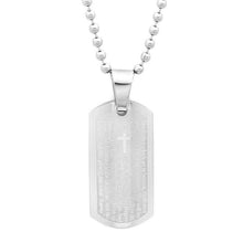 Load image into Gallery viewer, Stainless Steel Our Father Prayer Leather Bracelet and Dog Tag Pendant

