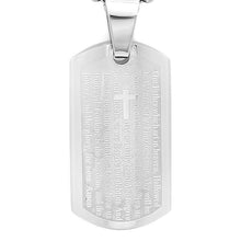 Load image into Gallery viewer, Stainless Steel Our Father Prayer Leather Bracelet and Dog Tag Pendant
