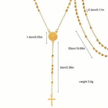 Load image into Gallery viewer, Stainless Steel St. Benedict Pattern Golden Rosary Cross Pendant Necklace
