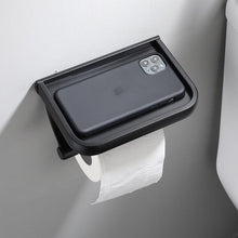 Load image into Gallery viewer, Stainless Steel Toilet Paper Holder Bathroom Wall Mount WC Paper Phone Holder Shelf Towel Roll shelf Accessories Toilet Paper Holder With Phone Shelf Aluminum Bathroom Accessories Tissue Roll Dispenser Storage Rack, Wall Mounted Modern Paper Towel Adapter
