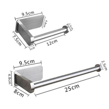 Load image into Gallery viewer, Stainless Steel Wall Toilet Paper Roll Holder Black Silver Self Adhesive Toilet Paper Holder for Bathroom Stick Wall Towel Rack
