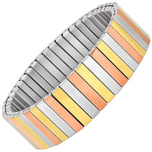 Load image into Gallery viewer, Steel by Design Stainless Tri-Color Stretch Bracelet
