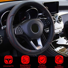 Load image into Gallery viewer, Steering Wheel Cover 14.5"- 15" Diameter Universal Fiber Leather

