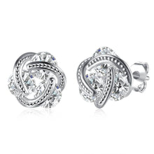 Load image into Gallery viewer, Sterling Silver Floating Stones Caged Earrings with Swarovski Crystals
