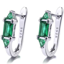 Load image into Gallery viewer, Sterling Silver Huggie with Swarovski Crystals
