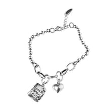 Load image into Gallery viewer, Sterling Silver Simple Heart Ball Letter Square Bracelet Fashion Unique Design Retro Couple Heart Cute Couple Charms Chain Bracelet Adjustable Layered Metal Link Bracelet For Women Girls
