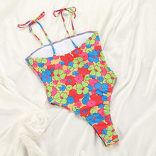 Load image into Gallery viewer, String Bikini Swimsuit Floral Print Swimwear Women Bathing Suit High Waist Bikini Set Beachwear Women's Floral Printed Swimsuit Knotted String Triangle Bikini Tie Side High Cut Cheeky Bikini Set
