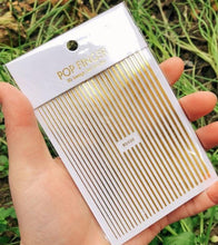Load image into Gallery viewer, Stripe Line Nail Sticker Decal Thin Lining Line Art Self-Adhesive Peel Off Silver /Gold /White /Black Gold Stickers Accessories Strip Line Nail Decal Self-Adhesive 3D Wave Decal Decoration Metallic Curve Design Decoration for Women Girls
