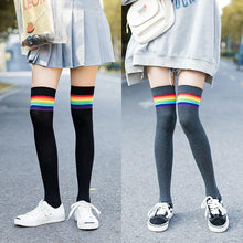 Load image into Gallery viewer, Striped Long Warm Thigh High Stockings Women's Casual Tube Thigh High Socks for School Over Knee High Socks for girls
