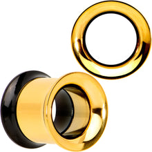 Load image into Gallery viewer, Gold PVD Black Two Tone Screw Fit Tunnel Plug Set 3mm to 16mm

