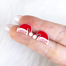 Load image into Gallery viewer, Custom Santa Hat Personalized Stud Earrings
